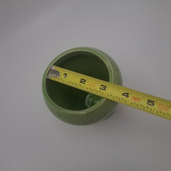 Max Factor Khara Fantasy Green Embossed Ceramic Jar Vase NO LID - Picture 3 of 10